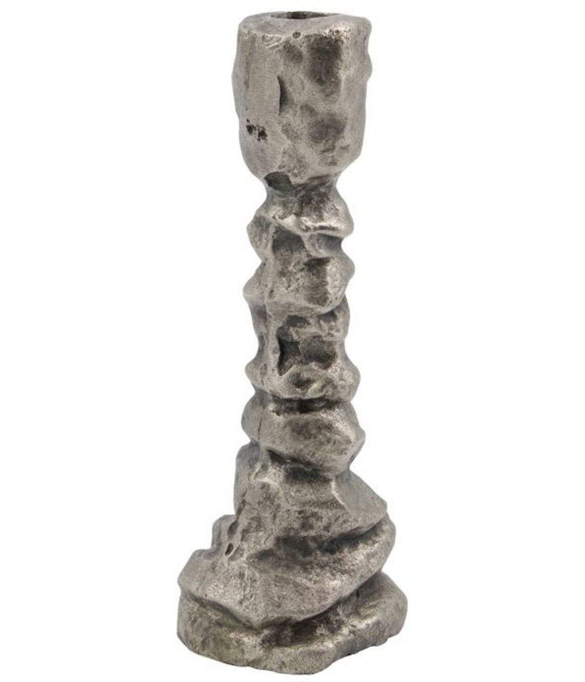 Se Raku, Lysestage, Aluminium by House Doctor (D: 6,5 cm. x H: 20 cm., Antik sølv) hos Likehome.dk