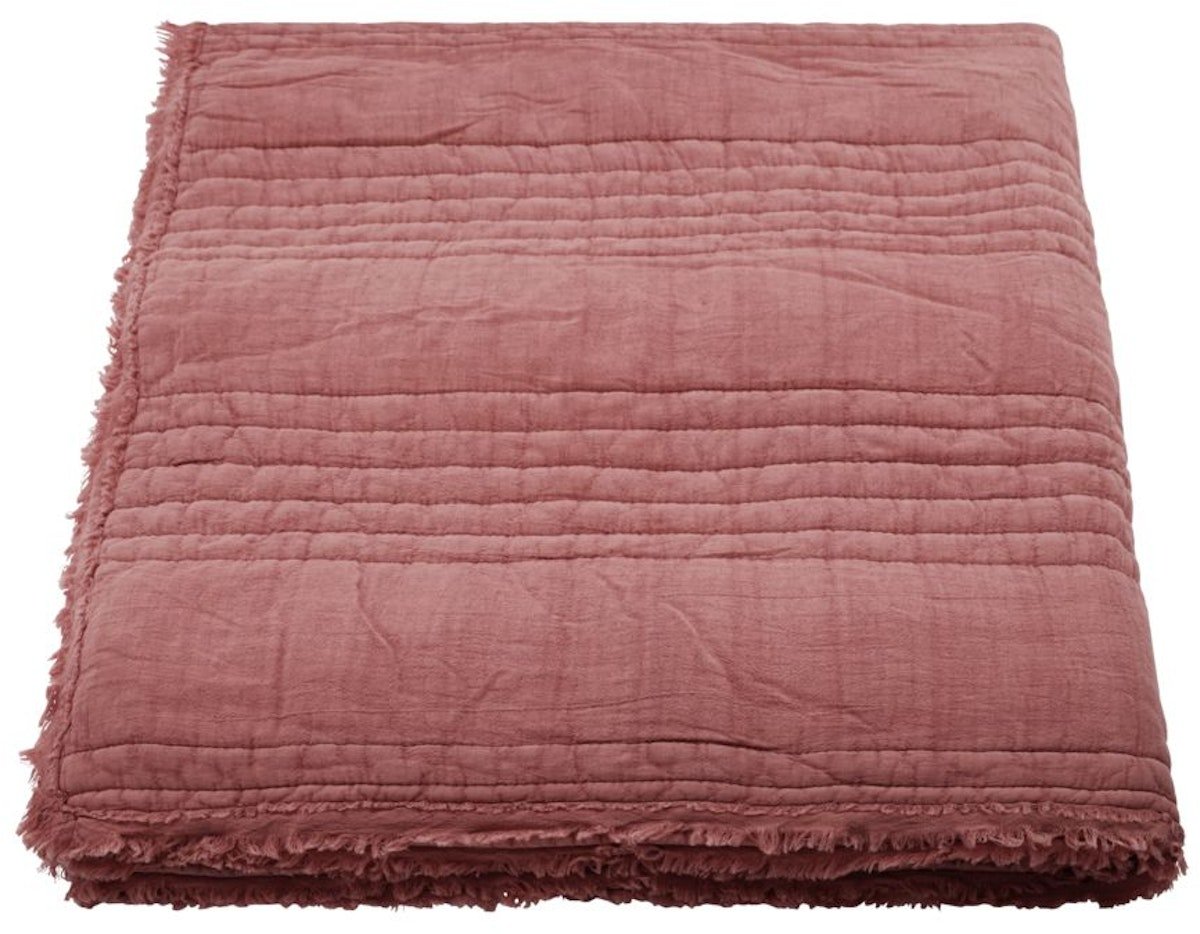 Ruffle, Quilt, Bomuld, polyester by House Doctor (B: 130 cm. x L: 180 cm., Dusty berry)