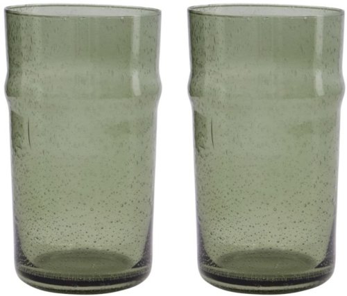 På billedet ser du variationen Rain, Glas, Sæt á 2 stk. fra brandet House Doctor i en størrelse D: 7,8 cm. x H: 14 cm. i farven Grøn
