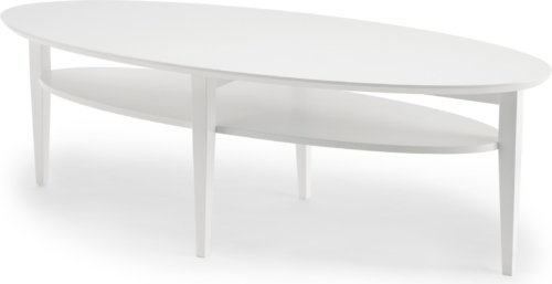 På billedet ser du variationen TANGO, Sofabord med underhylde, Ovalt fra brandet Torkelson i en størrelse H: 52 cm. x B: 70 cm. x L: 160 cm. i farven Hvid