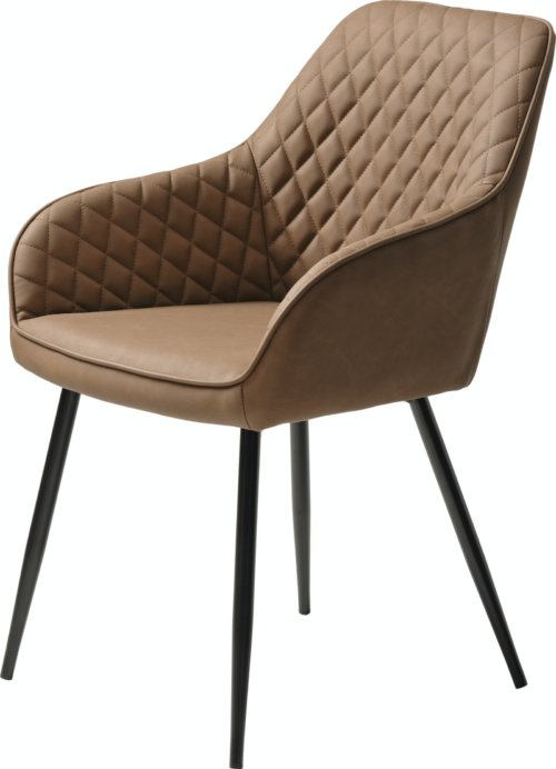 På billedet ser du variationen Milton, Spisebordsstol med armlæn, Brun, PU læder fra brandet Unique furniture i en størrelse H: 84 cm. x B: 58 cm. x D: 59 cm. i farven Lys brun