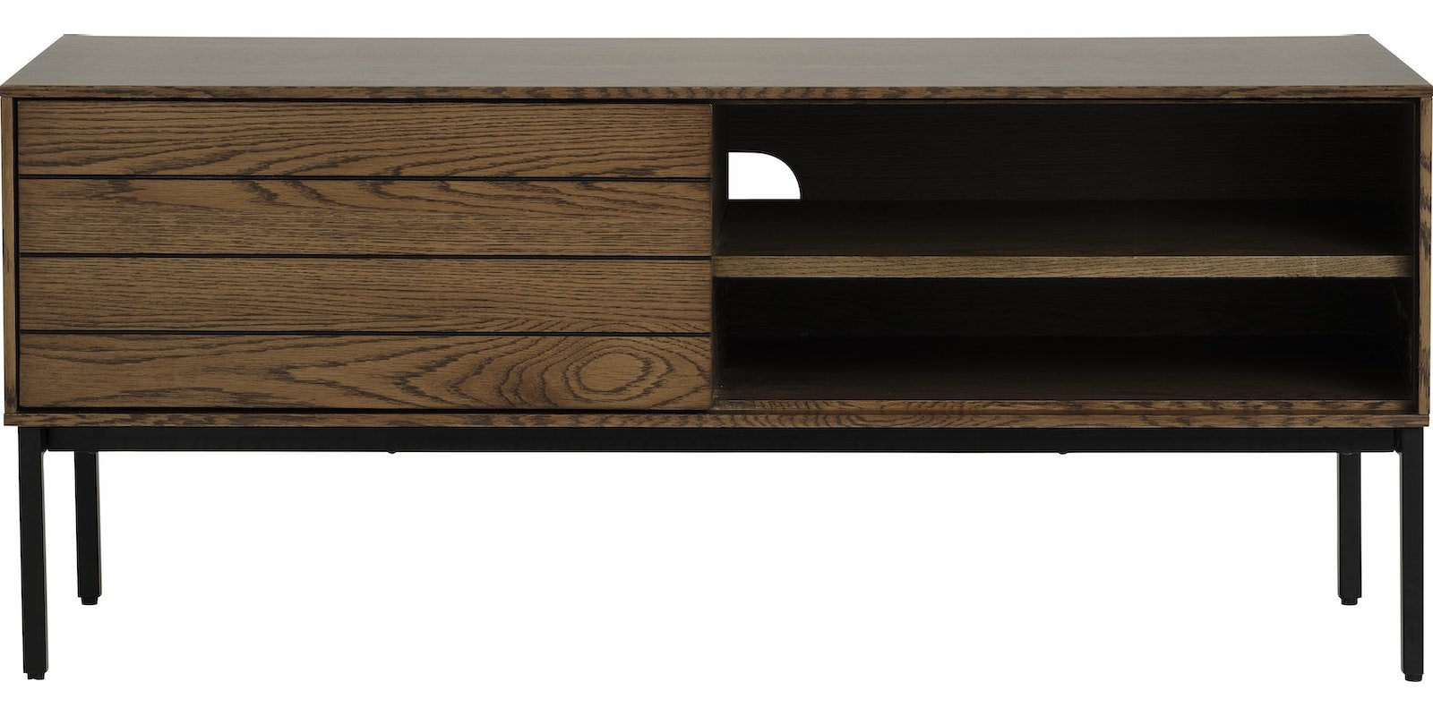 På billedet ser du variationen Modica, TV-bord, B120 cm, egetræ fra brandet Unique furniture i en størrelse H: 51 cm. x B: 120 cm. x D: 40 cm. i farven Brun/sort
