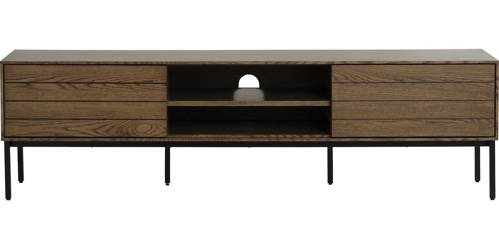 På billedet ser du variationen Modica, TV-bord, B180 cm, egetræ fra brandet Unique furniture i en størrelse H: 51 cm. x B: 180 cm. x D: 40 cm. i farven Brun/sort