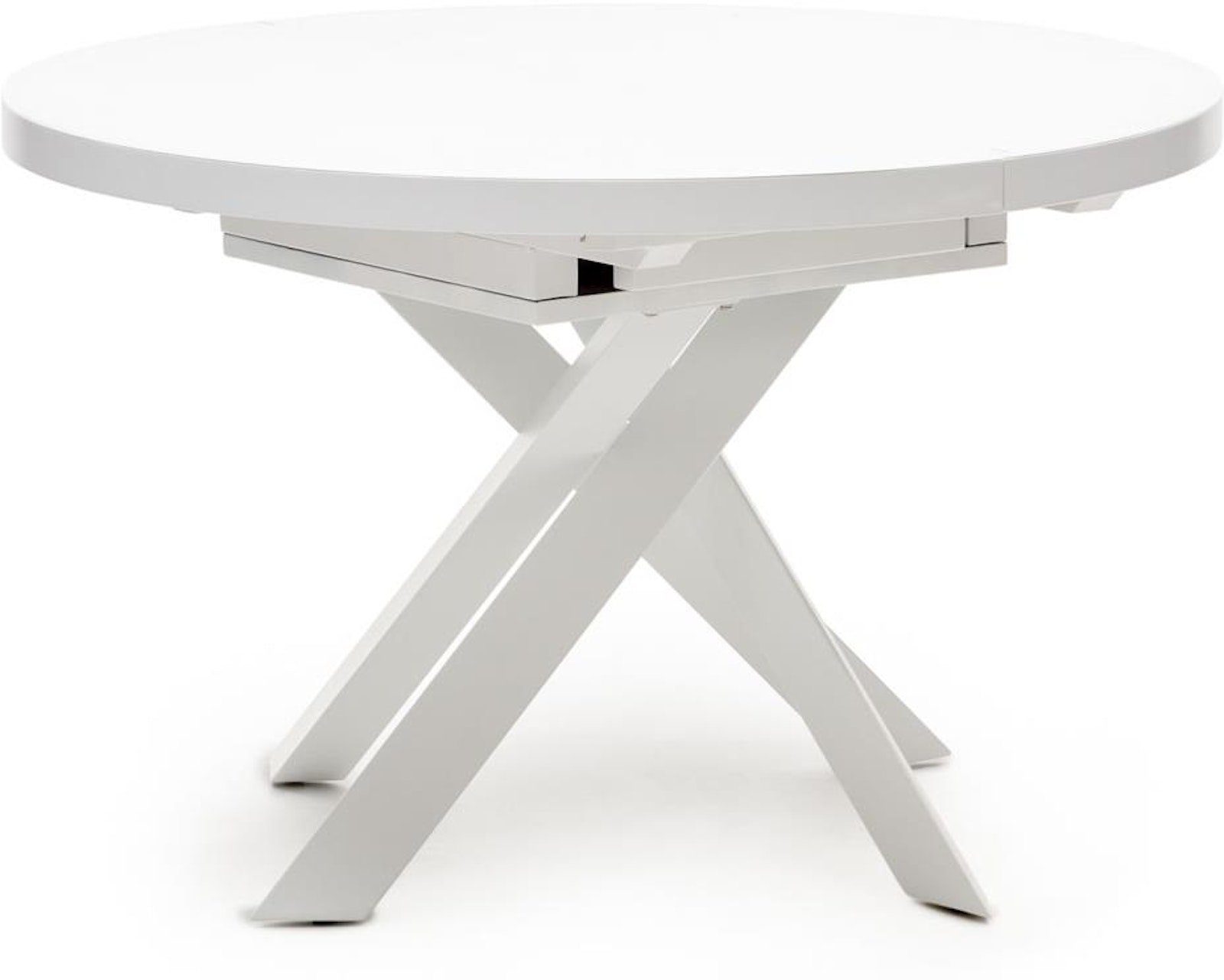 Vashti, Spisebord med udtræk, moderne, nordisk, glas by Kave Home (H: 76 cm. x B: 160 cm. x L: 120 cm., Hvid)