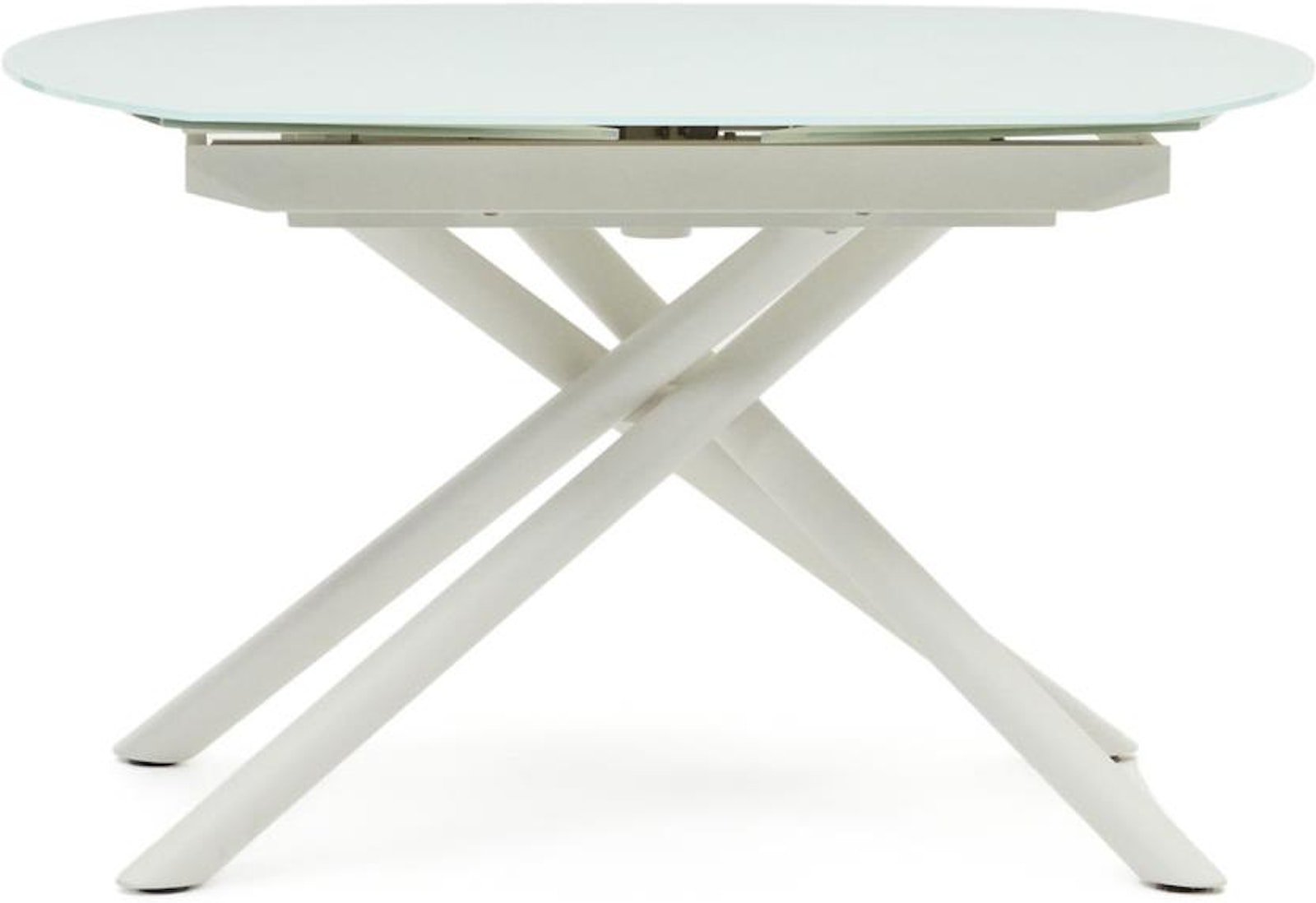 Yodalia, Spisebord med udtræk, moderne, glas by Kave Home (H: 77 cm. x B: 130 cm. x L: 100 cm., Hvid)