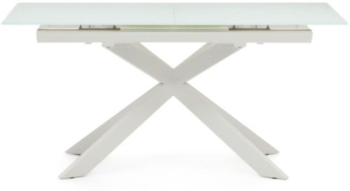 På billedet ser du variationen Atminda, Udtrækkeligt spisebord, moderne, glas fra brandet Laforma i en størrelse H: 76 cm. x B: 160 cm. x L: 90 cm. i farven Hvid