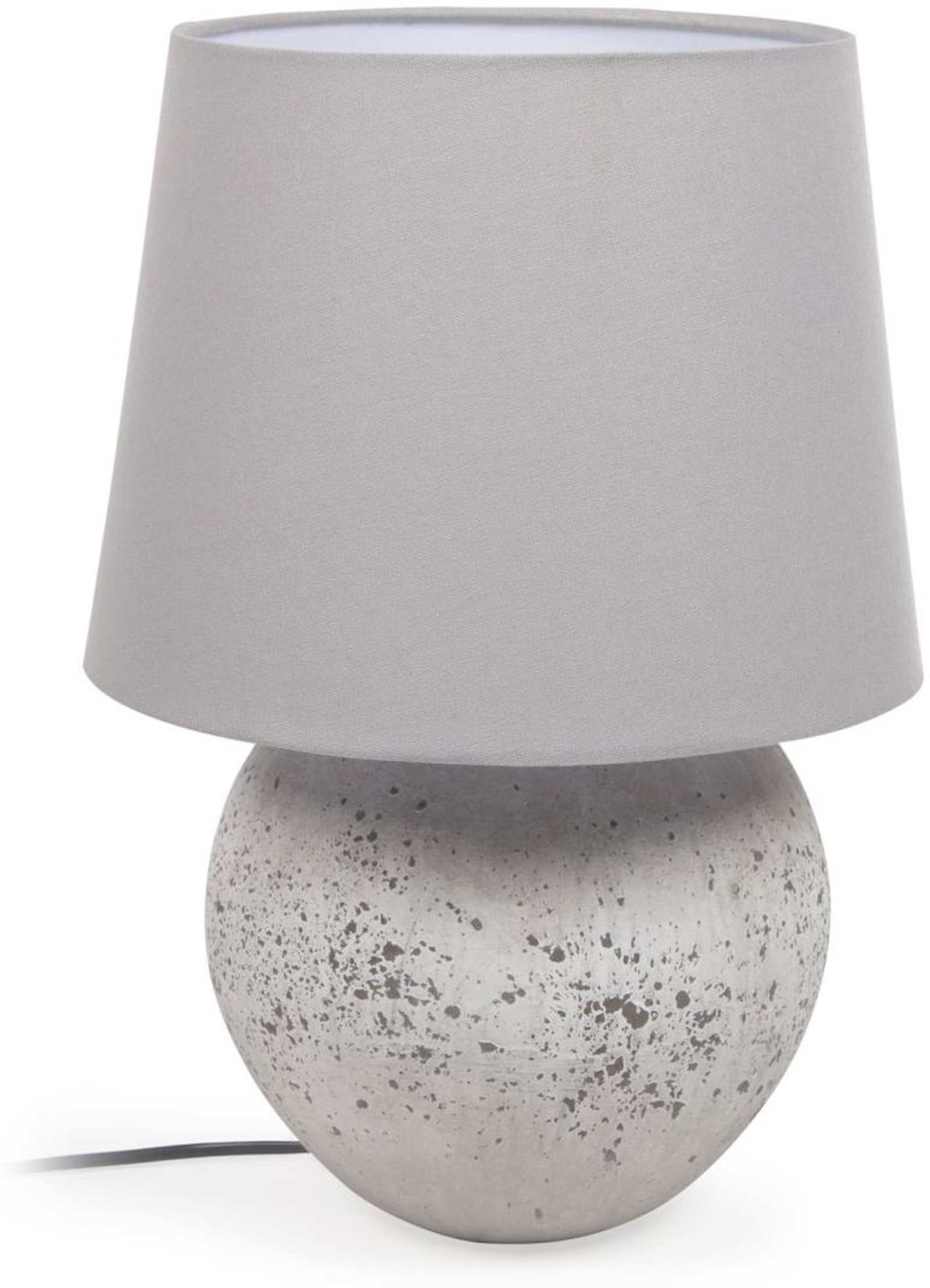 LAFORMA Marcela bordlampe, rund - grå stof og grå keramik (Ø30)