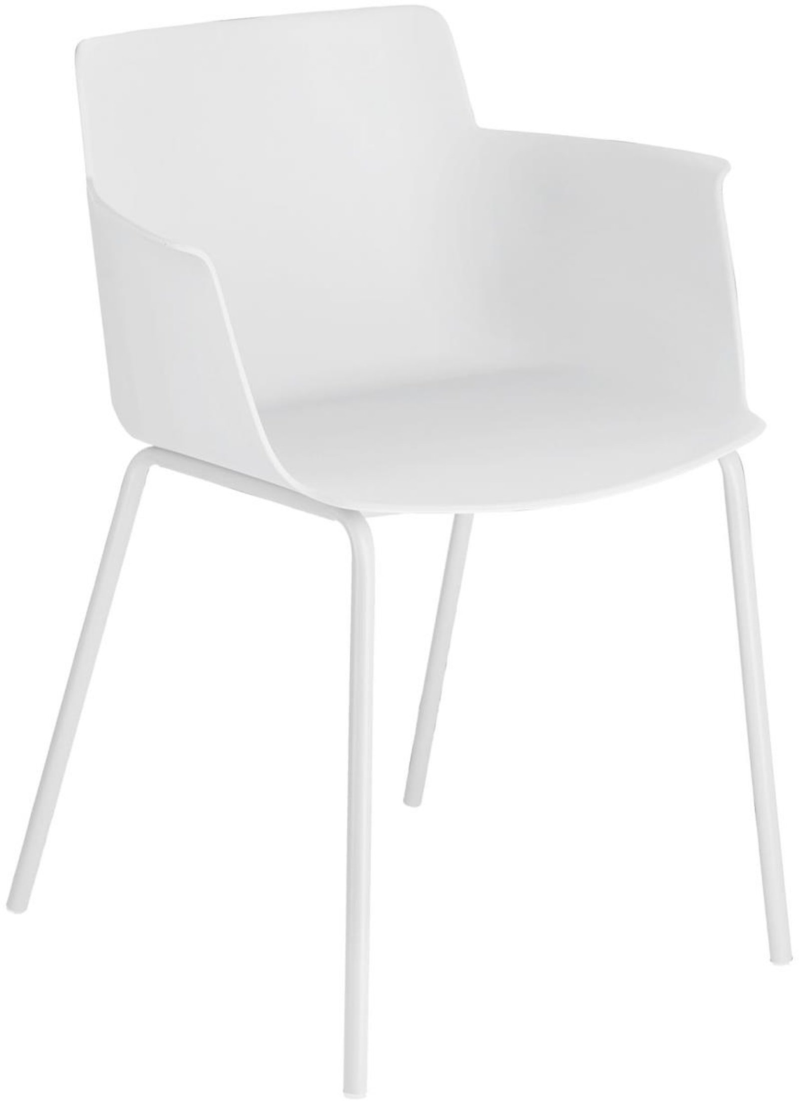 Hannia, Spisebordsstol med armlæn, nordisk, moderne, plast by Kave Home (H: 77 cm. x B: 59 cm. x L: 53 cm., Hvid)