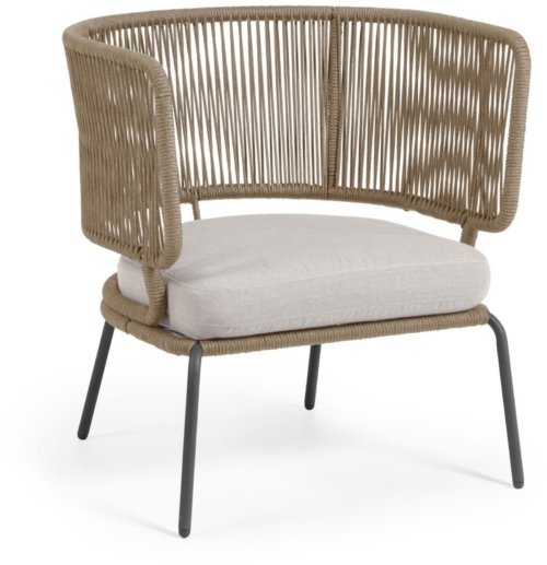 På billedet ser du variationen Nadin, Udendørs lænestol, Metal fra brandet LaForma i en størrelse H: 80 cm. x B: 74 cm. x L: 65 cm. i farven Beige