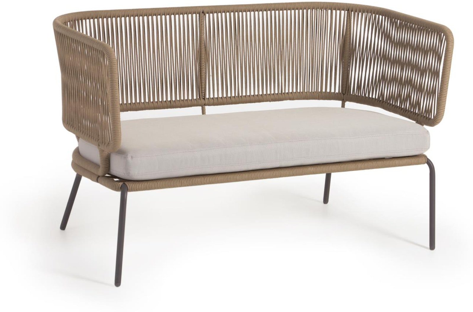 Nadin, Udendørs 2-personers sofa, rustik, nordisk, metal by Laforma (H: 80 cm. x B: 135 cm. x L: 65 cm., Beige)