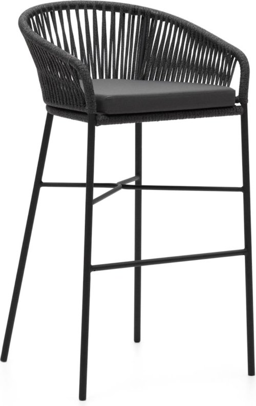 På billedet ser du variationen Yanet, Udendørs barstol, Reb fra brandet LaForma i en størrelse H: 110 cm. x B: 55 cm. x L: 50 cm. i farven Sort