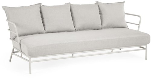 På billedet ser du variationen Mareluz, Udendørs 3-personers sofa, Metal fra brandet LaForma i en størrelse H: 60 cm. x B: 197 cm. x L: 75 cm. i farven Hvid