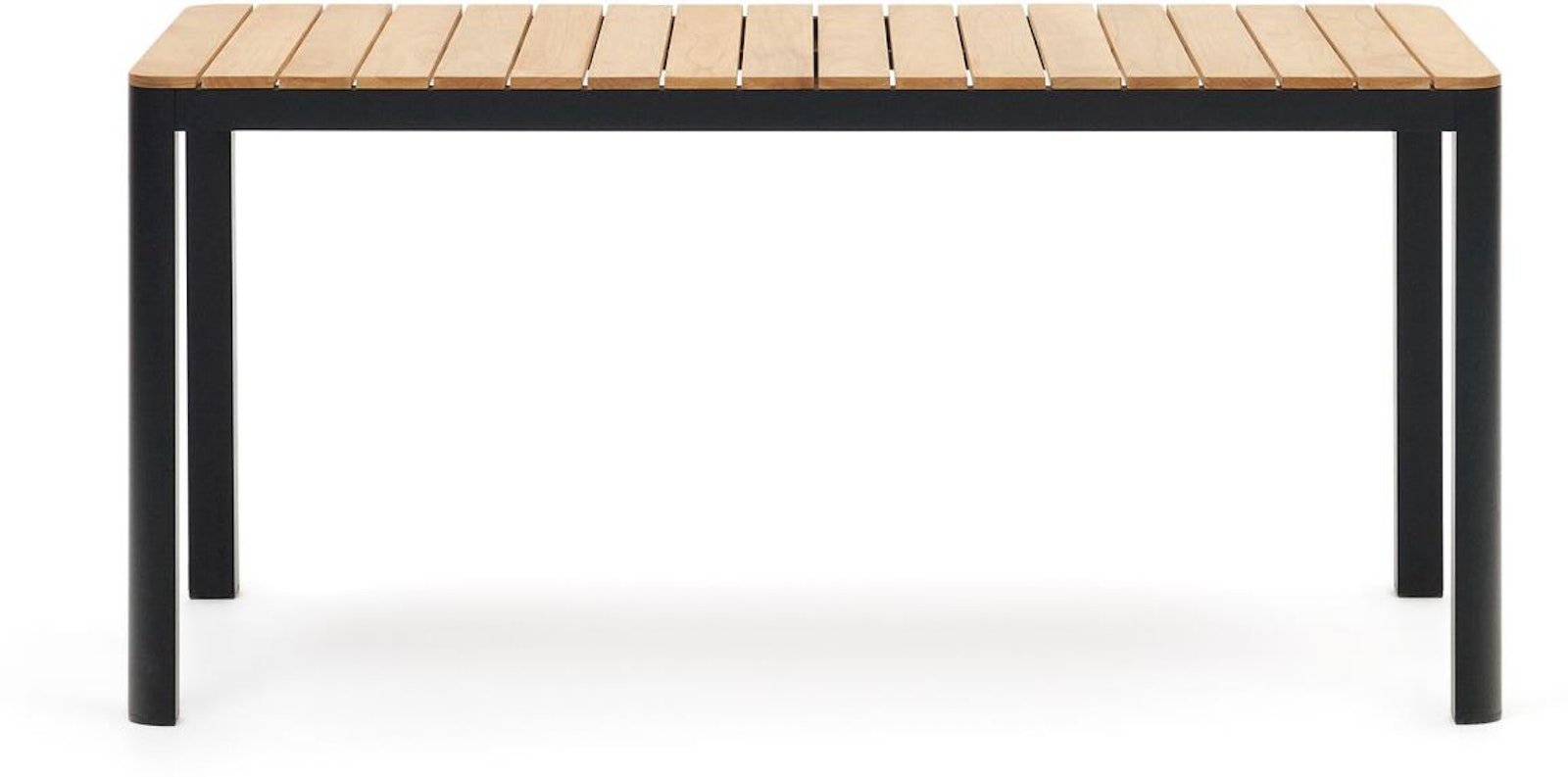 Bona, Udendørs bord, nordisk, moderne, solidt træ by Laforma (H: 76 cm. x B: 163 cm. x L: 90 cm., Sort/Natur)
