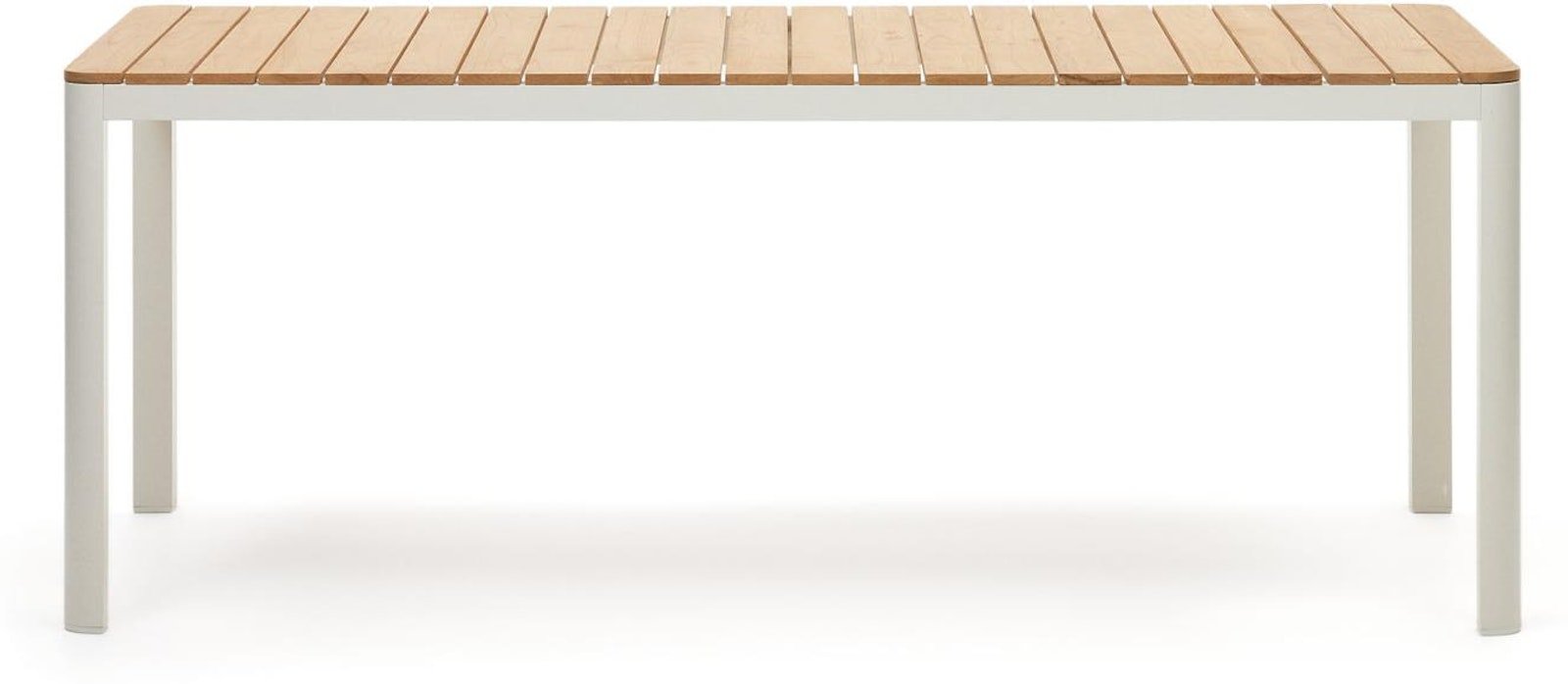 Bona, Udendørs bord, nordisk, moderne, solidt træ by Laforma (H: 76 cm. x B: 200 cm. x L: 100 cm., Hvid/Natur)