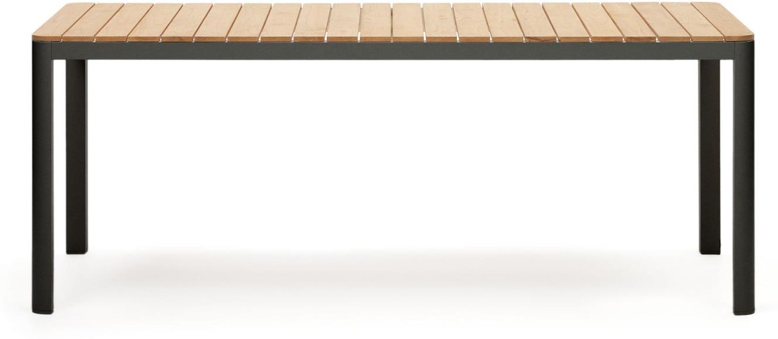 Bona, Udendørs bord, nordisk, moderne, solidt træ by Laforma (H: 76 cm. x B: 200 cm. x L: 100 cm., Sort/Natur)