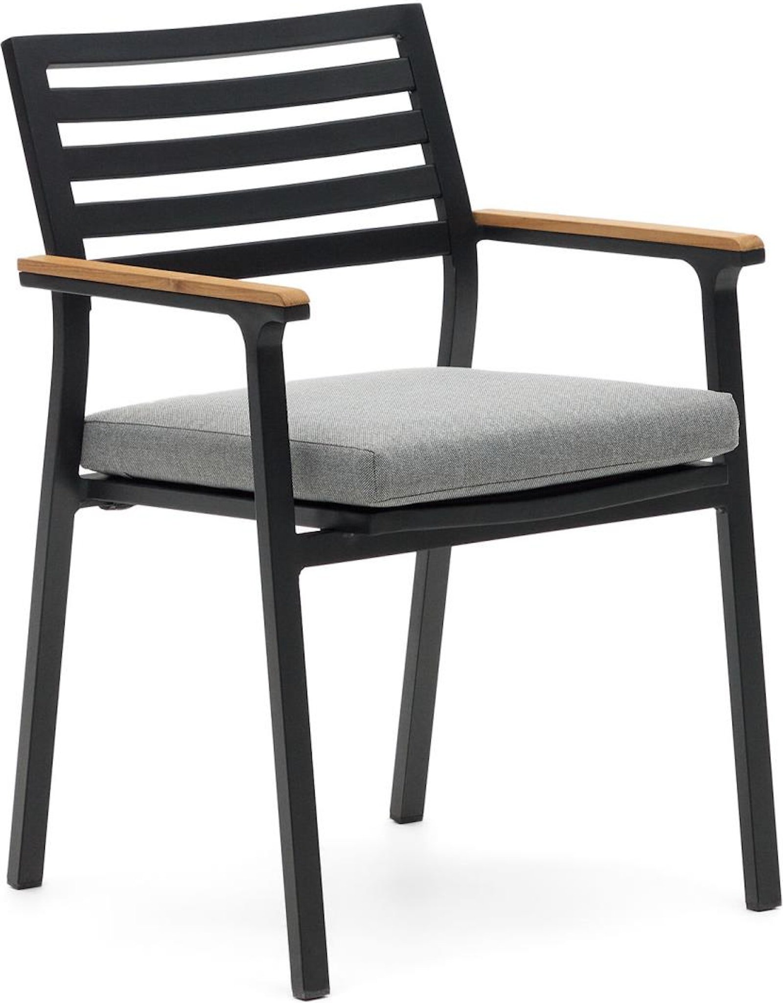 2: Bona, Udendørs stol, nordisk, moderne, metal by Laforma (H: 83 cm. x B: 57 cm. x L: 55 cm., Sort/Natur)