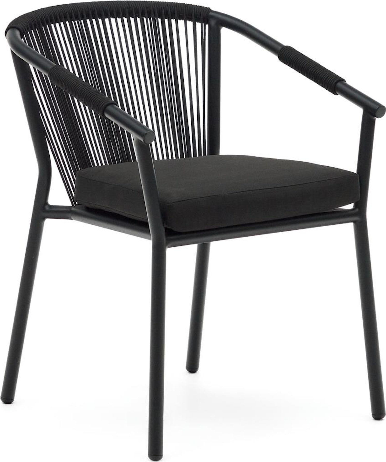 Xelida, Udendørs stol, nordisk, moderne, metal by Laforma (H: 79 cm. x B: 59 cm. x L: 63 cm., Sort)