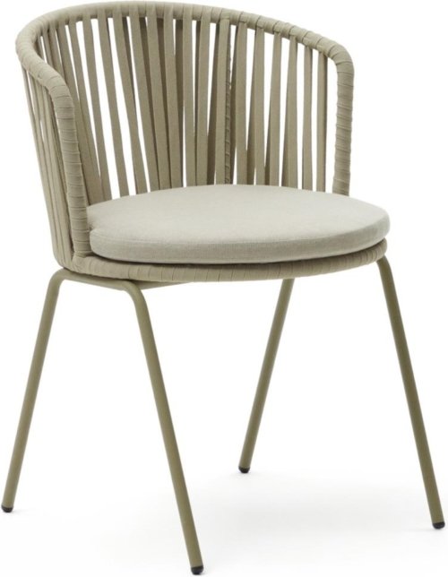 På billedet ser du variationen Saconca, Udendørs stol, moderne, nordisk, metal fra brandet Laforma i en størrelse H: 77 cm. x B: 59 cm. x L: 56 cm. i farven Beige