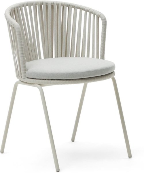 På billedet ser du variationen Saconca, Udendørs stol, moderne, nordisk, metal fra brandet Laforma i en størrelse H: 77 cm. x B: 59 cm. x L: 56 cm. i farven Hvid