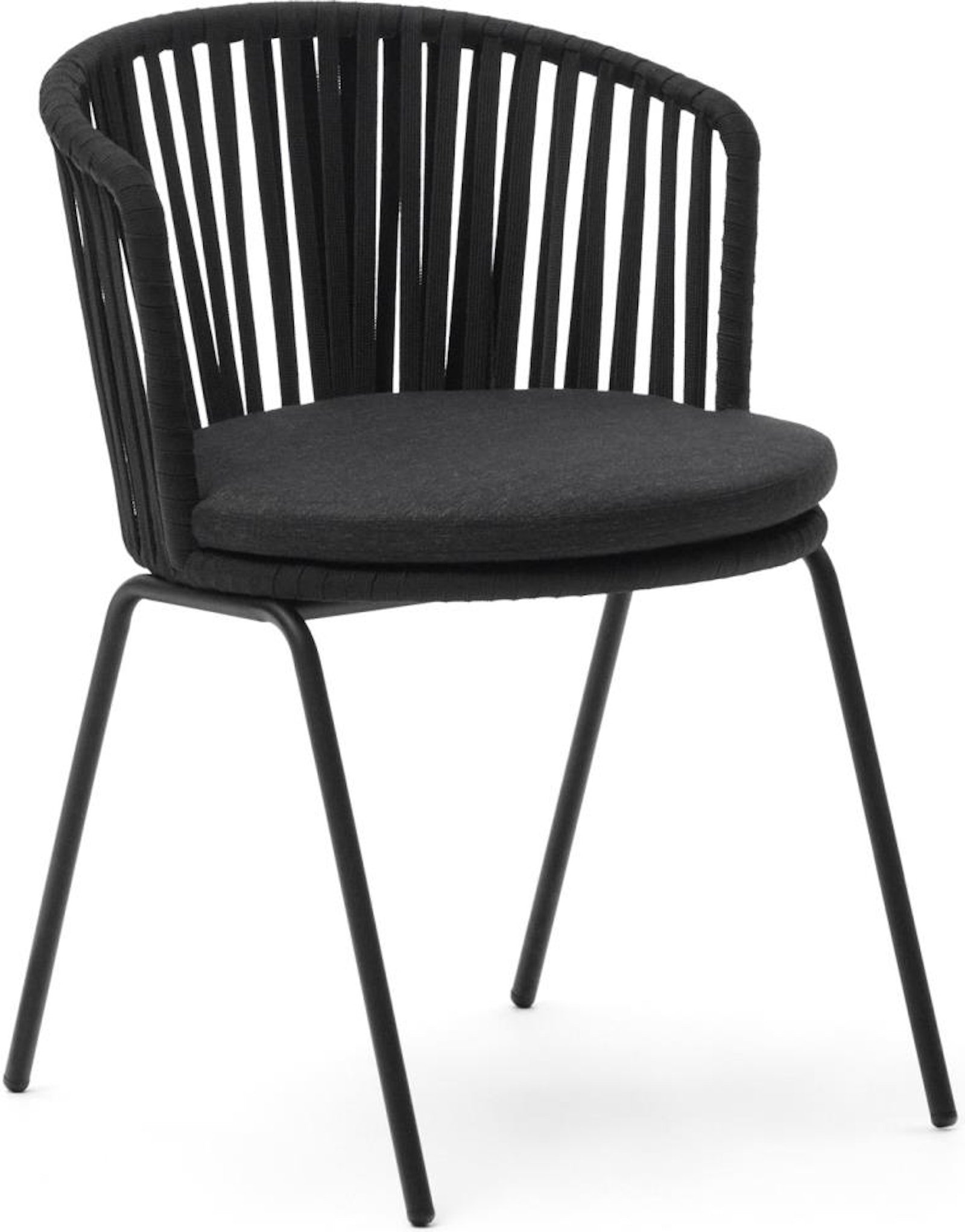 Saconca, Udendørs stol, moderne, nordisk, metal by Laforma (H: 77 cm. x B: 59 cm. x L: 56 cm., Sort)