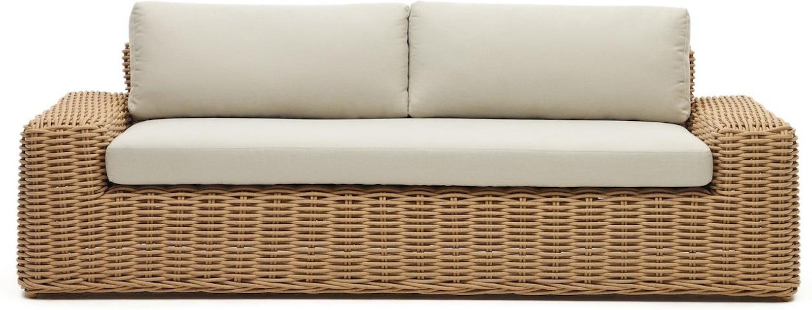 På billedet ser du variationen Portlligat, Udendørs 3-personers sofa, rustik fra brandet Laforma i en størrelse H: 68 cm. x B: 222 cm. x L: 95 cm. i farven Beige/Hvid
