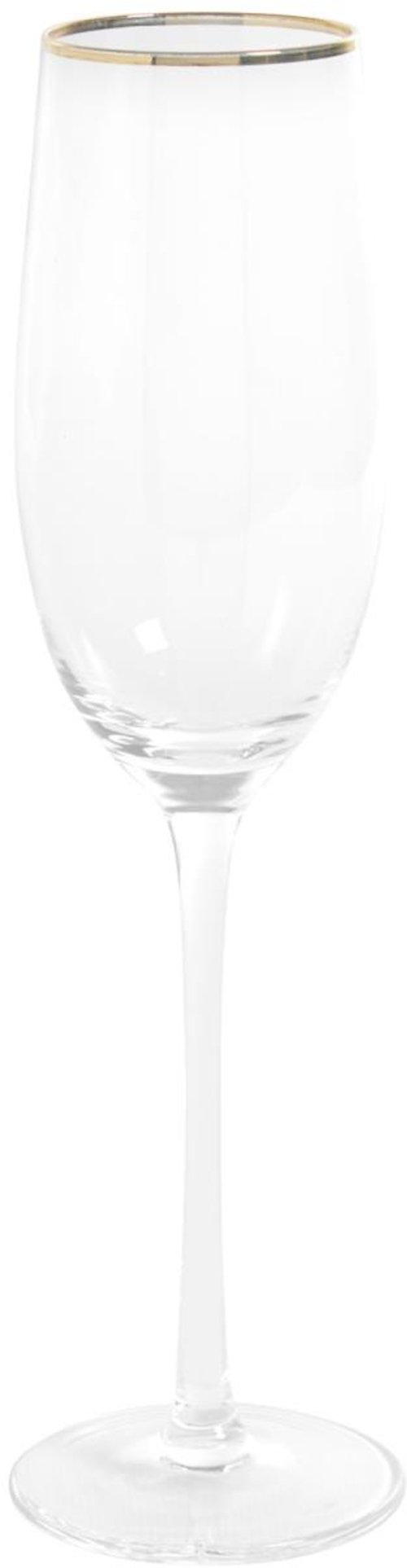 På billedet ser du variationen Rasine, Champagneglas, Glas fra brandet LaForma i en størrelse H: 26,5 cm. x B: 7 cm. x L: 7 cm. i farven Guld/klar