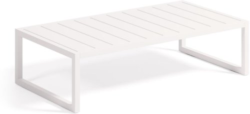 På billedet ser du variationen Comova, Udendørs sofabord, moderne, nordisk, metal fra brandet Laforma i en størrelse H: 30 cm. x B: 114 cm. x L: 60 cm. i farven Hvid