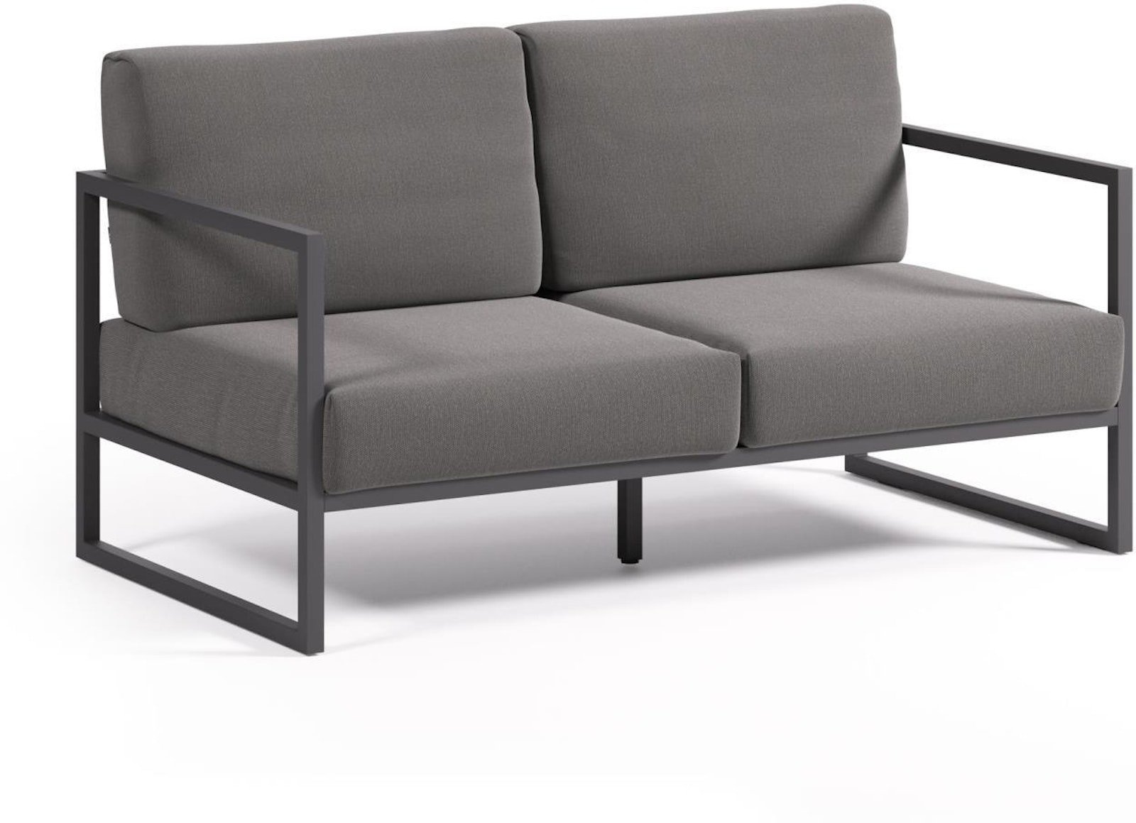 Comova, Udendørs 2-personers sofa, moderne, nordisk, metal by Laforma (H: 85 cm. x B: 152 cm. x L: 85 cm., Sort)