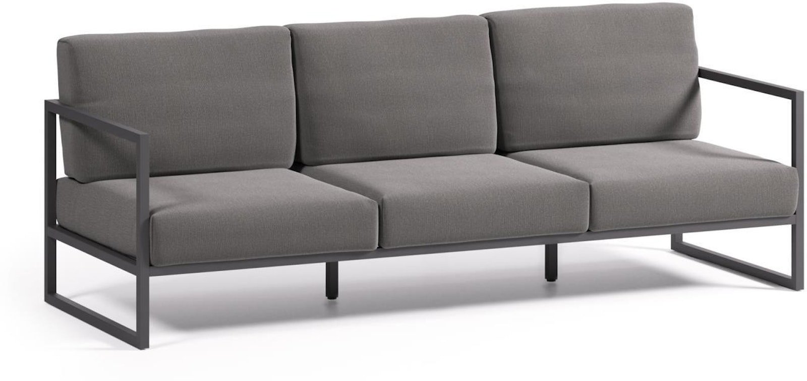 På billedet ser du Comova, Udendørs 3-personers sofa, moderne, nordisk, metal fra brandet Laforma i en størrelse H: 85 cm. x B: 225 cm. x L: 85 cm. i farven Sort