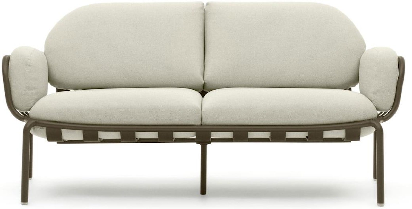 Joncols, Udendørs 2-personers sofa, moderne, nordisk, metal by Laforma (H: 72 cm. x B: 164 cm. x L: 80 cm., Grøn/Beige)