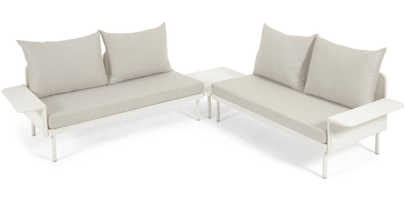 Zaltana, Udendørs sofasæt, Metal, sæt á 2 stk. by LaForma (H: 82 cm. x B: 230 cm. x L: 230 cm., Hvid)