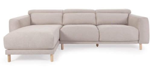 På billedet ser du variationen Singa, Chaiselong sofa, Venstrevendt, stof fra brandet LaForma i en størrelse H: 98 cm. x B: 296 cm. x L: 180 cm. i farven Beige