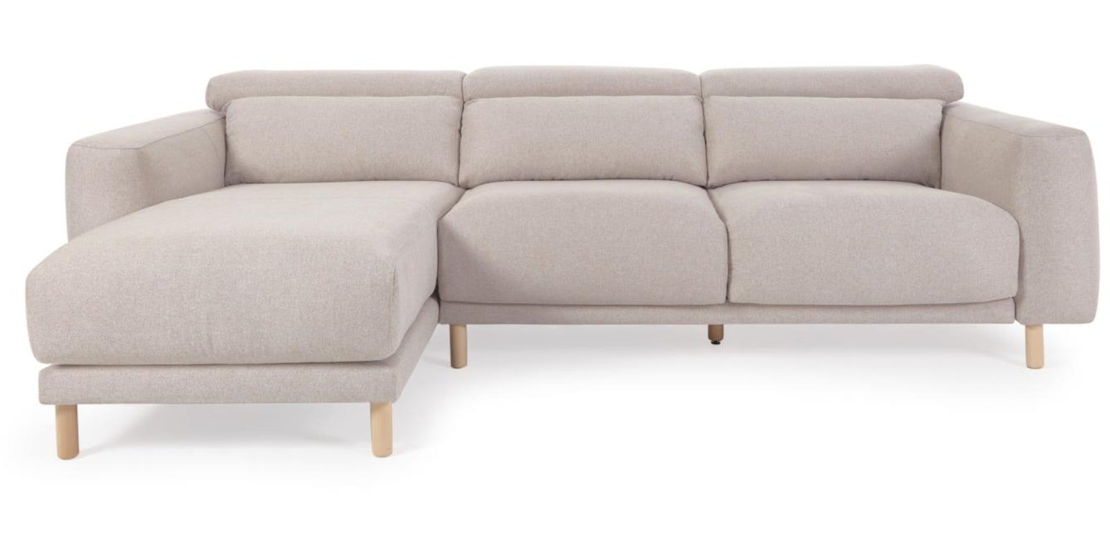 Billede af Singa, Chaiselong sofa, Venstrevendt, stof by Kave Home (H: 98 cm. x B: 296 cm. x L: 180 cm., Beige)