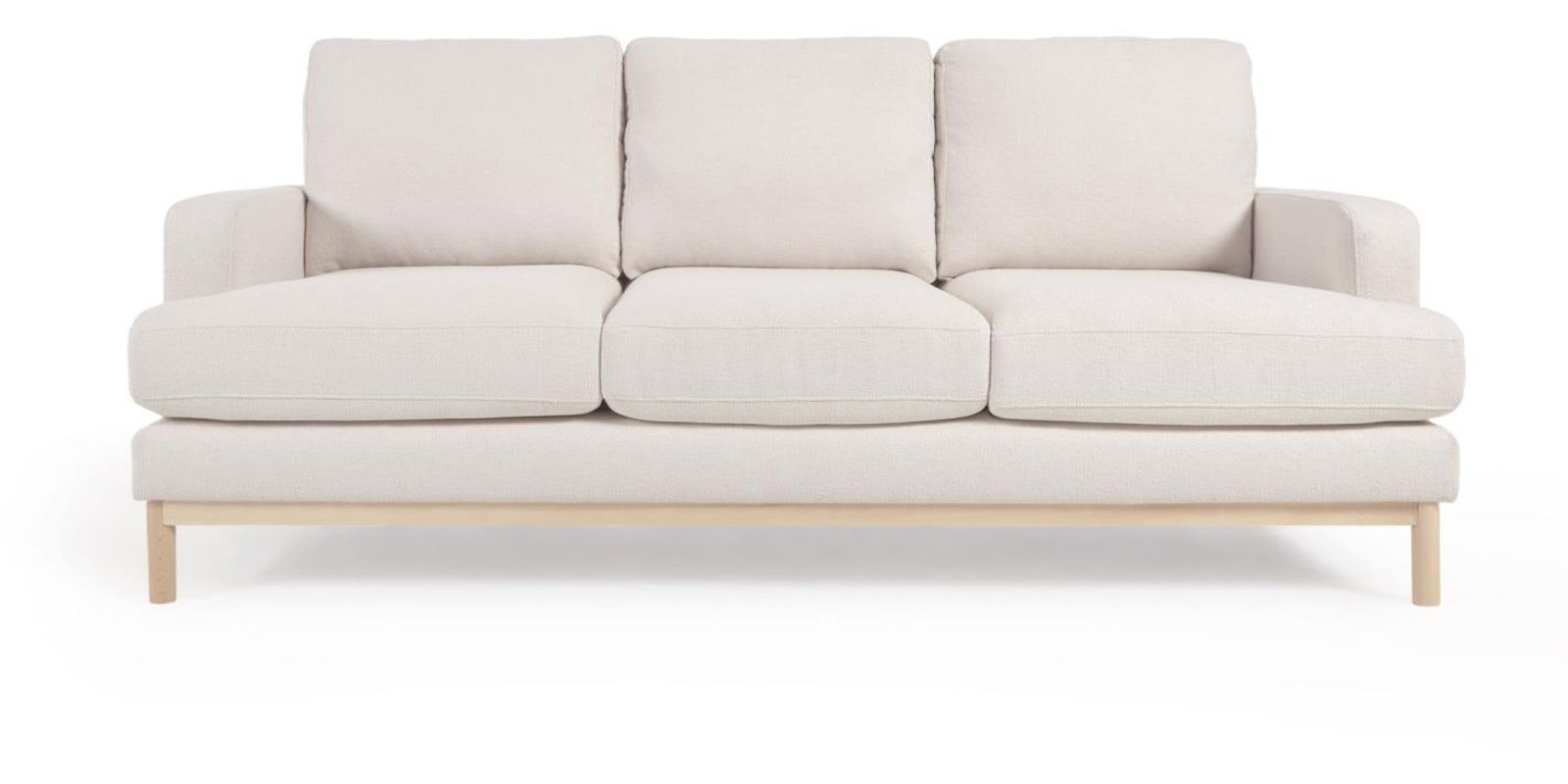 Mihaela, 3-personers sofa, Stof by Kave Home (H: 88 cm. x B: 203 cm. x L: 95 cm., Hvid)