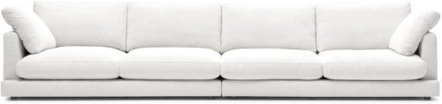 På billedet ser du variationen Gala, 6-personers sofa, rustik, stof fra brandet Laforma i en størrelse H: 87 cm. x B: 390 cm. x L: 105 cm. i farven Hvid