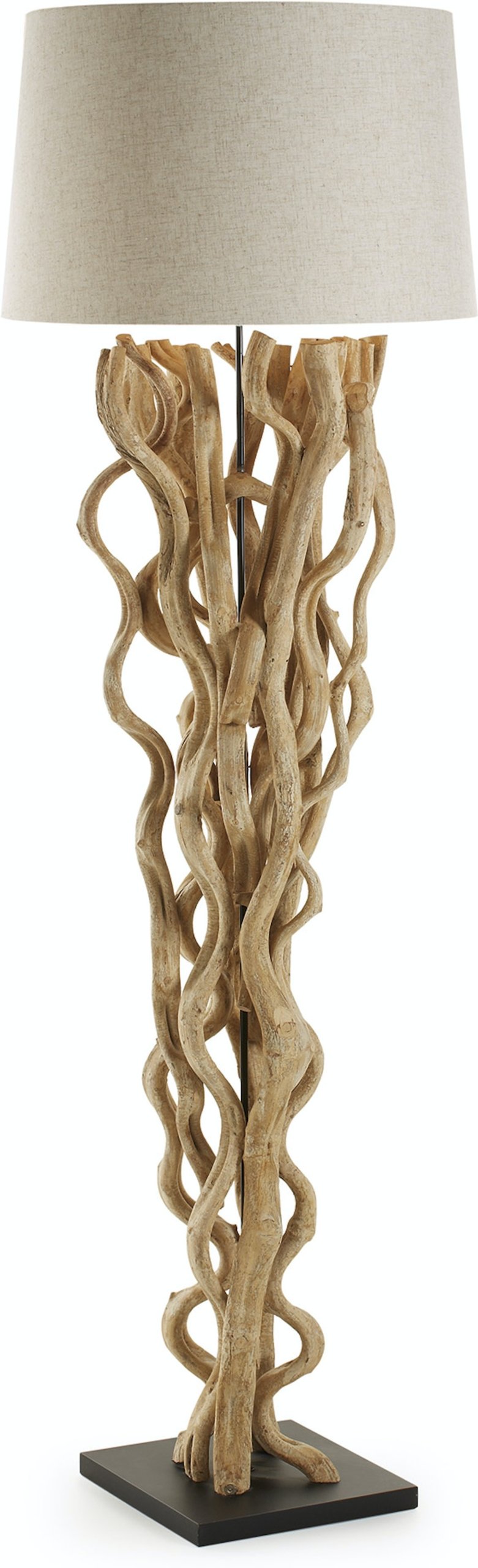 Nuba, Gulvlampe, rustik, solidt træ by Laforma (H: 177 cm. x B: 55 cm. x L: 55 cm., Natur/beige)