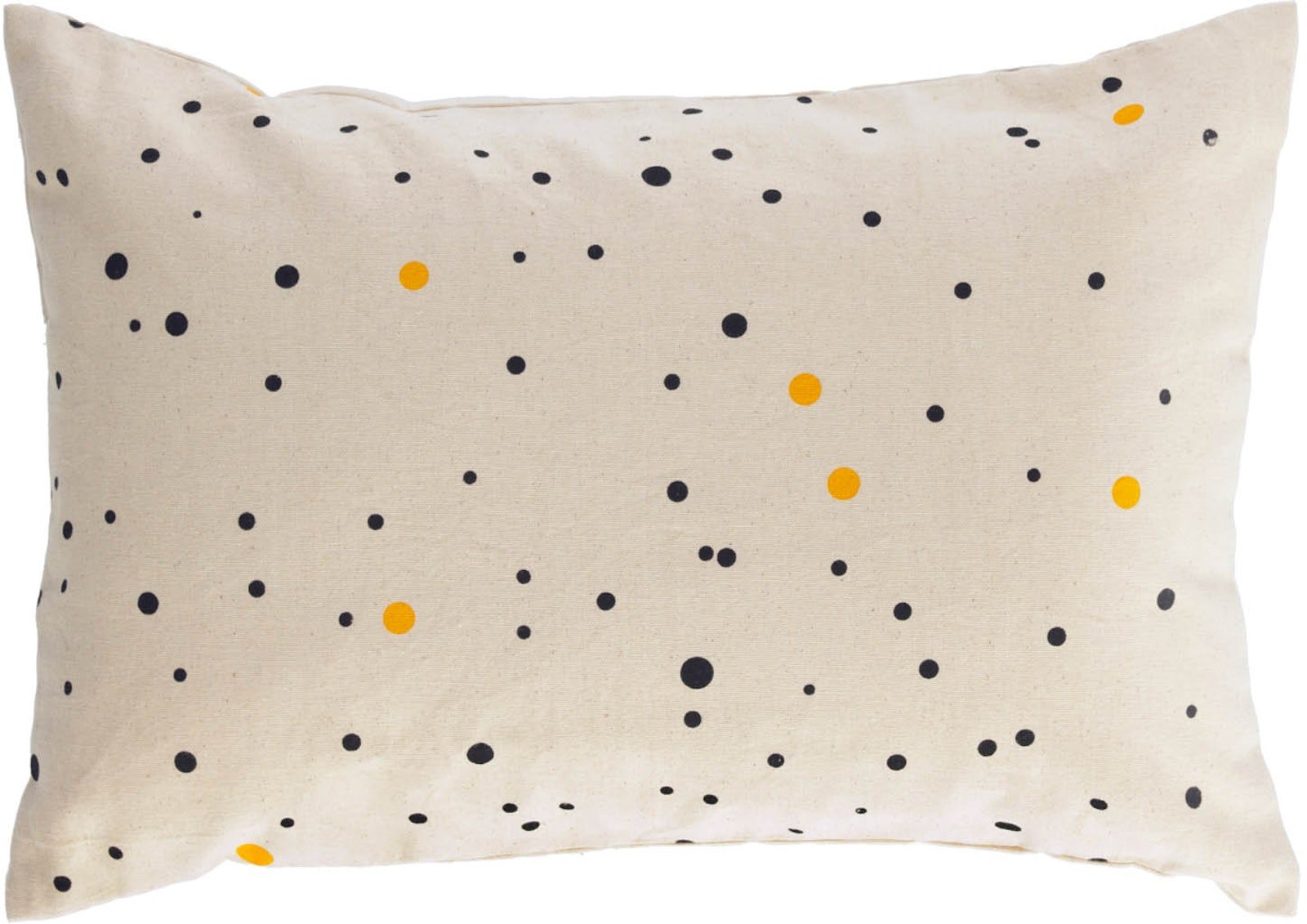 LAFORMA Xiel pudebetræk med gule og sorte prikker, rektangulær - beige bomuld (GOTS) (30x50)