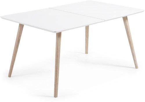 På billedet ser du variationen Eunice, Udtrækkeligt spisebord, nordisk fra brandet Laforma i en størrelse H: 75 cm. x B: 160 cm. x L: 100 cm. i farven Hvid/Natur