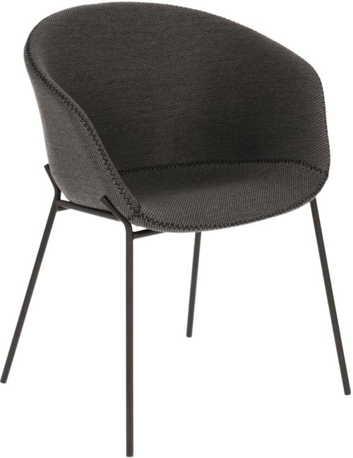 På billedet ser du variationen Yvette, Spisebordsstole, moderne, nordisk, industrielt, stof fra brandet Laforma i en størrelse H: 76 cm. x B: 60 cm. x L: 54 cm. i farven Grå/Sort