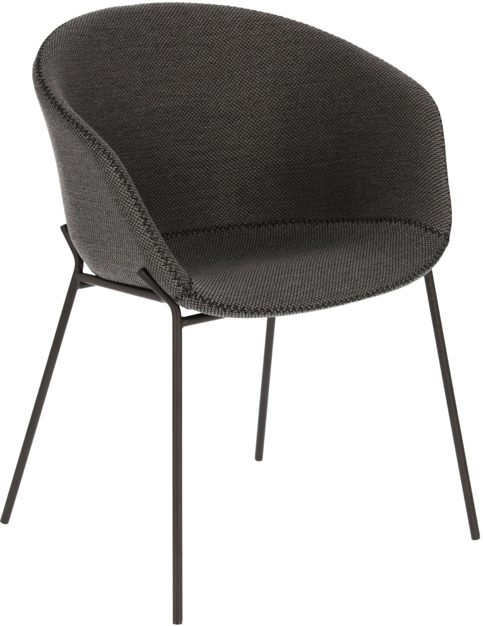 Billede af Yvette, Spisebordsstole, moderne, nordisk, industrielt, stof by Kave Home (H: 76 cm. x B: 60 cm. x L: 54 cm., Grå/Sort)