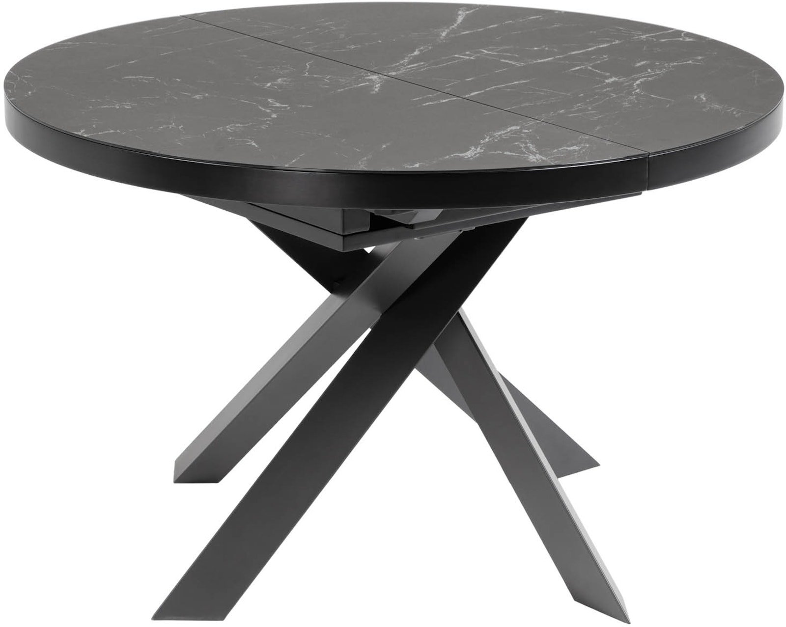 11: Vashti, Spisebord med udtræk, moderne, nordisk, glas by LaForma (H: 76 cm. x B: 160 cm. x L: 120 cm., Sort/Grå)