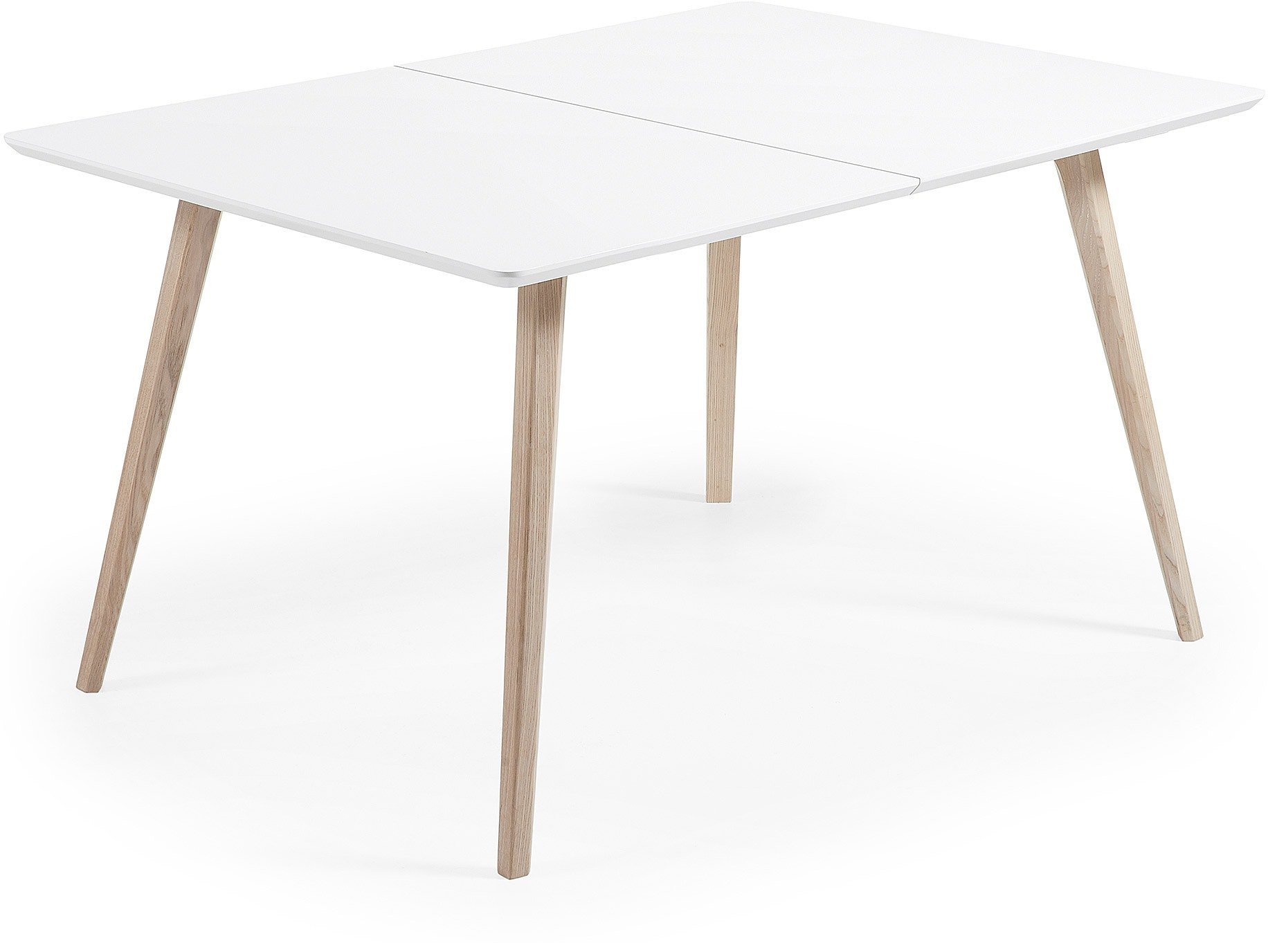 Eunice, Spisebord med udtræk, nordisk by Kave Home (H: 75 cm. B: 140 cm. L: 90 cm., Hvid/Natur)