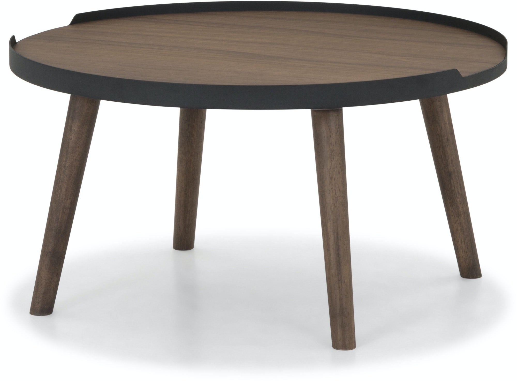 På billedet ser du Hasseris, Rundt sofabord med metalramme, Ø80 cm, valnød fra brandet Nielsen Design i en størrelse D: 80 cm. x H: 42 cm. x B: 80 cm. x L: 80 cm. i farven Valnød