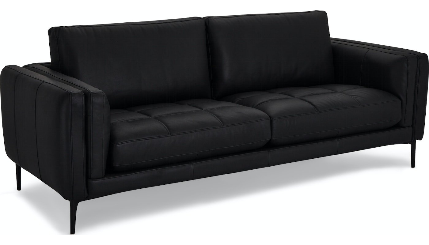 Billede af Orlando, 3-personers sofa, Læder by Raymond & Hallmark (H: 85 cm. x L: 227 cm. x D: 95 cm., Sort)