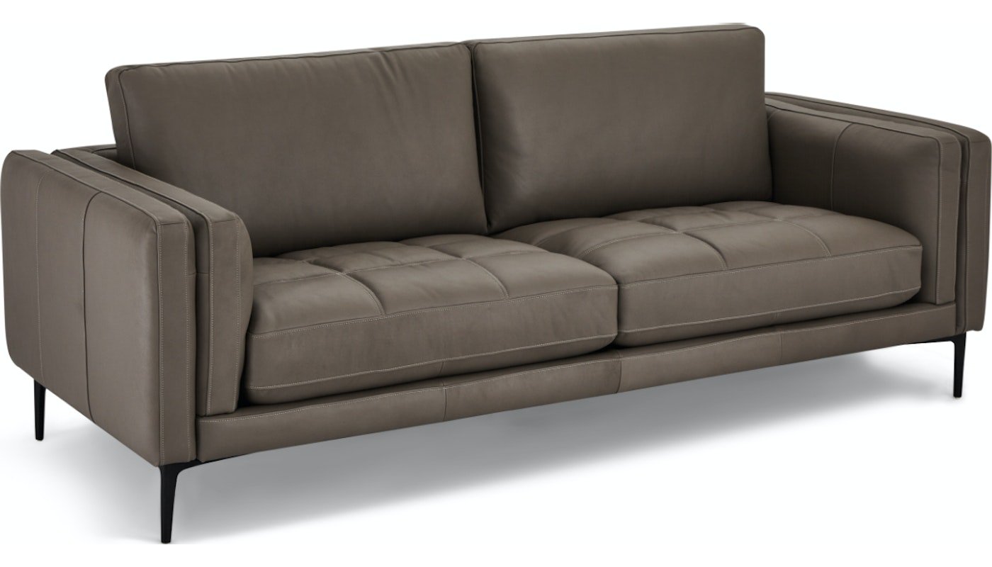 Orlando, 3-personers sofa, Læder by Raymond & Hallmark (H: 85 cm. x L: 227 cm. x D: 95 cm., Grå)