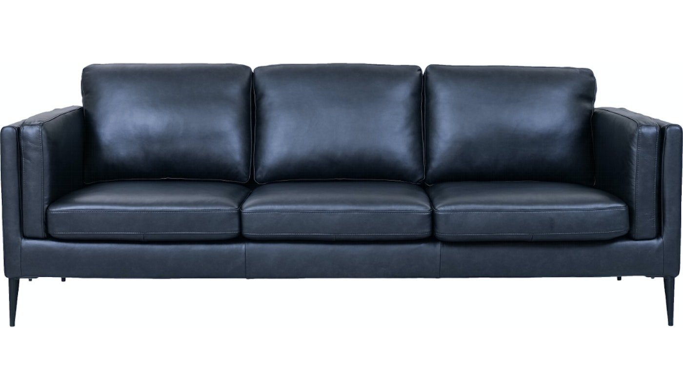 Valencia, 3-personers sofa, Læder by Raymond & Hallmark (H: 83 cm. x L: 220 cm. x D: 88 cm., Sort)