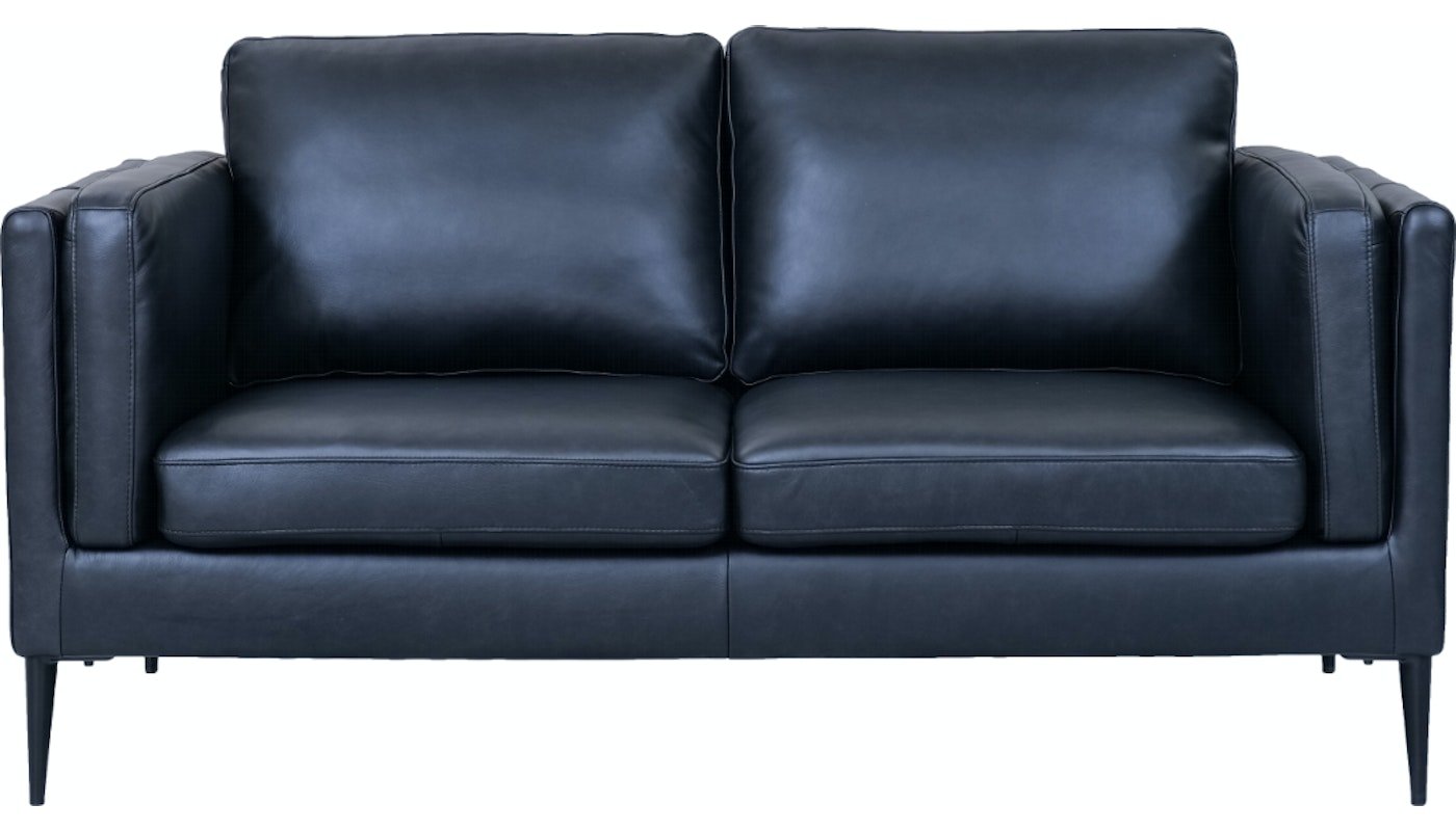 Valencia, 2-personers sofa, Læder by Raymond & Hallmark (H: 83 cm. x L: 157 cm. x D: 88 cm., Sort)