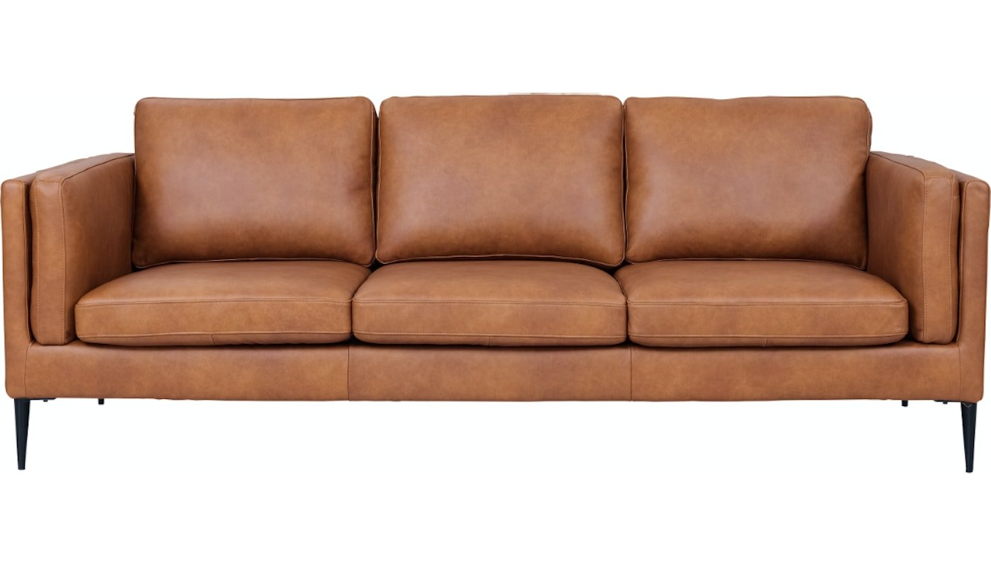 Valencia, 3-personers sofa, Læder by Raymond & Hallmark (H: 83 cm. x L: 220 cm. x D: 88 cm., Cognac)